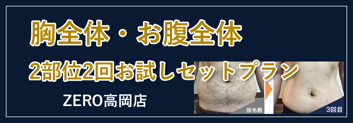 胸全体・お腹全体　2部位2回お試しセットプラン　ZERO高岡店