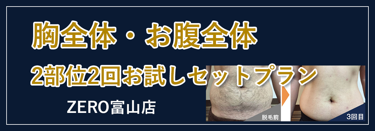 胸全体・お腹全体　2部位2回お試しセットプラン　ZERO富山店